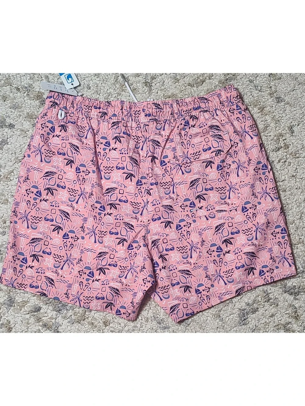 NWT Blue Wave XL Pink and Navy Swim Trunks with Tropical Print